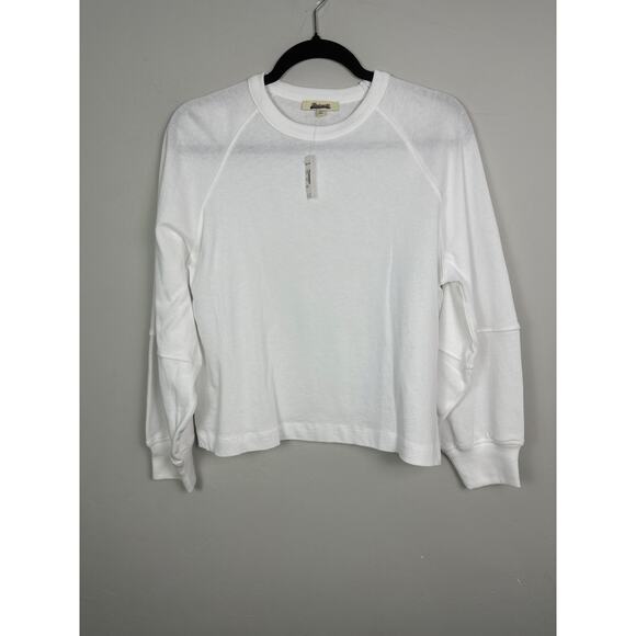 Madewell NWT Women’s White Relaxed Long-Sleeve Raglan Tee XS - Picture 2 of 5